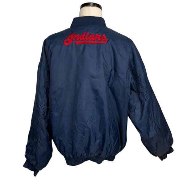 Vintage Pro Player Cleveland Indians Reversible Baseball Jacket Navy Blue Red L - Picture 4 of 14